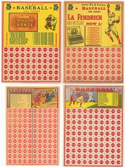 1930s-1950s "Baseball"-Themed Unused Punch Board Games Collection (9 Different) 